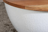 Round Coffee Table Orient Storage 60cm Acacia Wood White