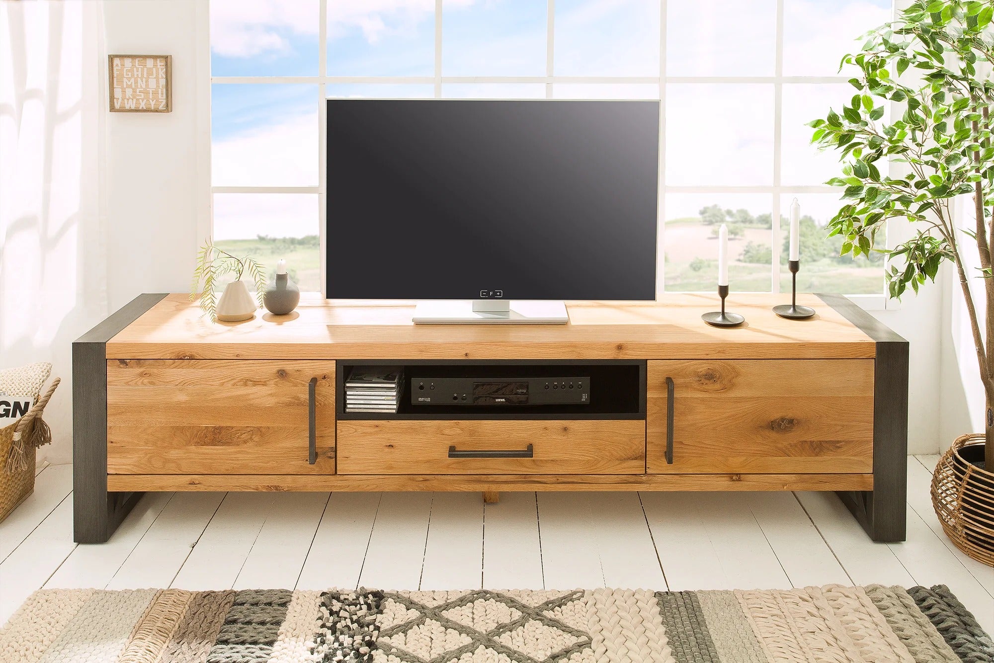 TV Stand Viking 200cm Wild Oak Wood Natural