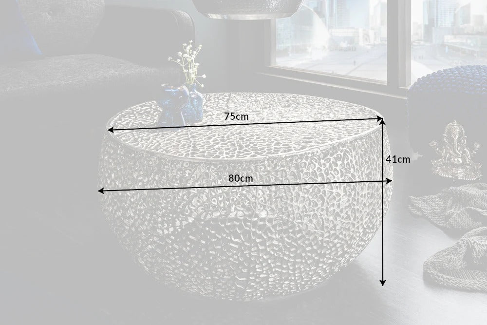 Round Coffee Table Ambrosia 80cm Metal Silver
