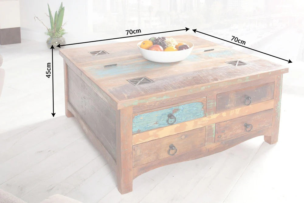 Coffee Table Sri Lanka 70cm Recycled Acacia Wood Brown