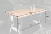 Coffee Table Monolith 110cm Acacia Wood Honey Chrome