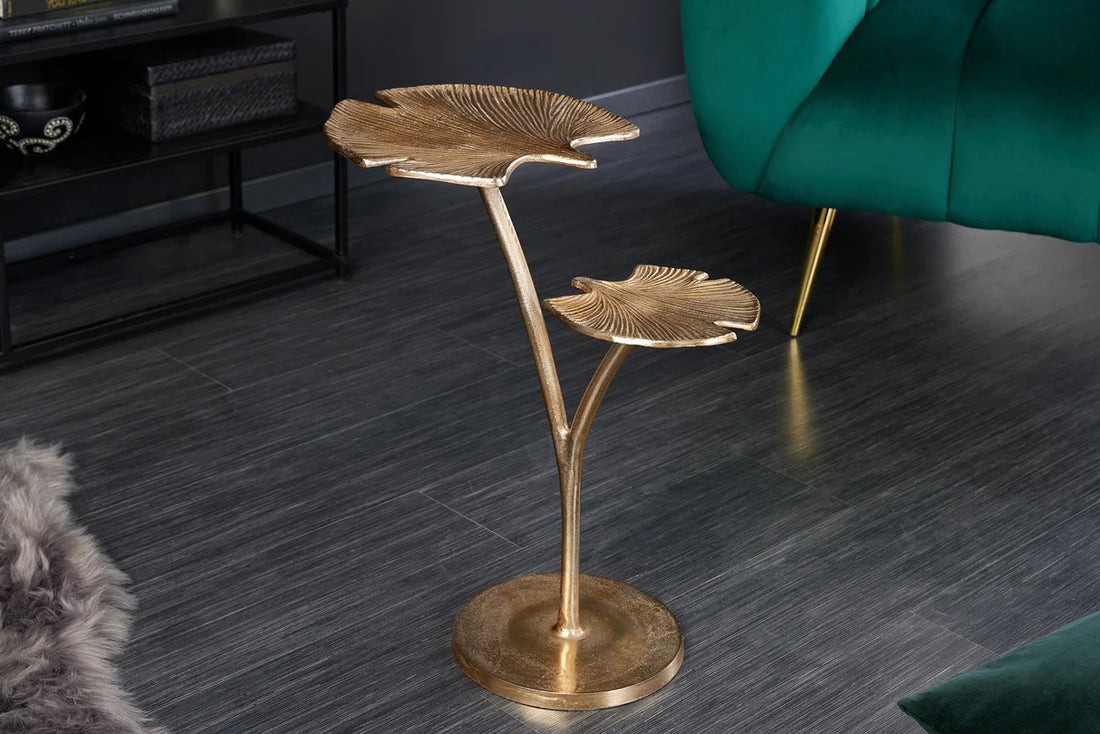 Side Table Ginkgo Double 56cm Metal Gold