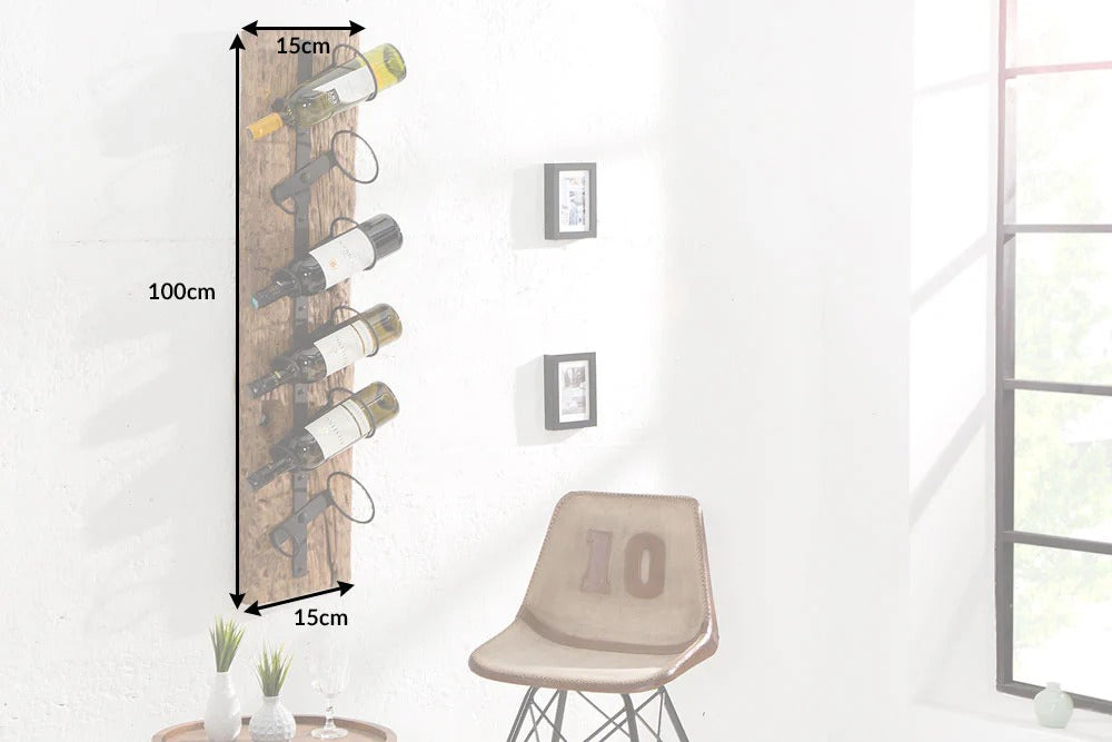 Wall Wine Rack Barracuda 100cm Teak Wood Brown