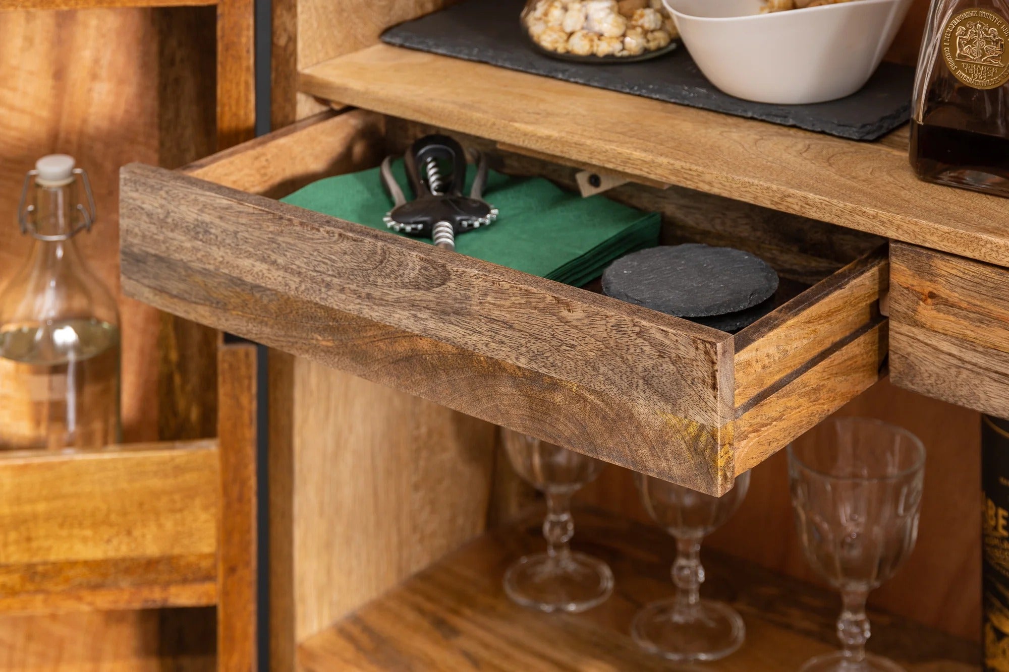 Bar Cabinet Fossil 141cm Mango Wood Brown