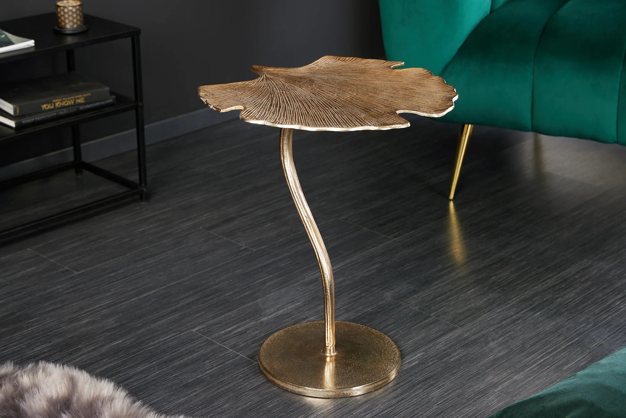 Side Table Ginkgo 55cm Metal Gold