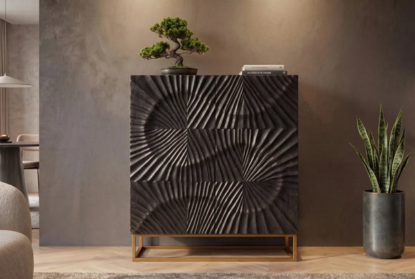Cabinet Fossil 120cm Mango Wood Black