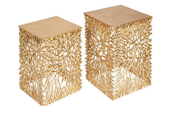 Set Of 2 Side Tables Ambrosia 40cm/45cm Metal Gold