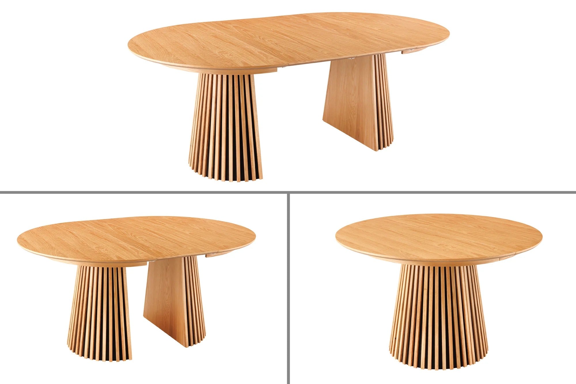 Round Extendable Dining Table Yoko 120-160-200cm Oak Wood Natural