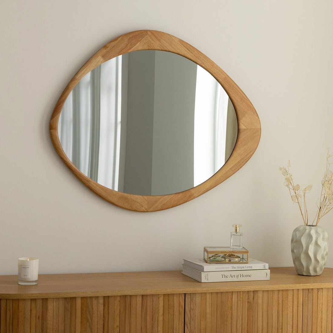 Wall Mirror Organic 89cm Oak Look