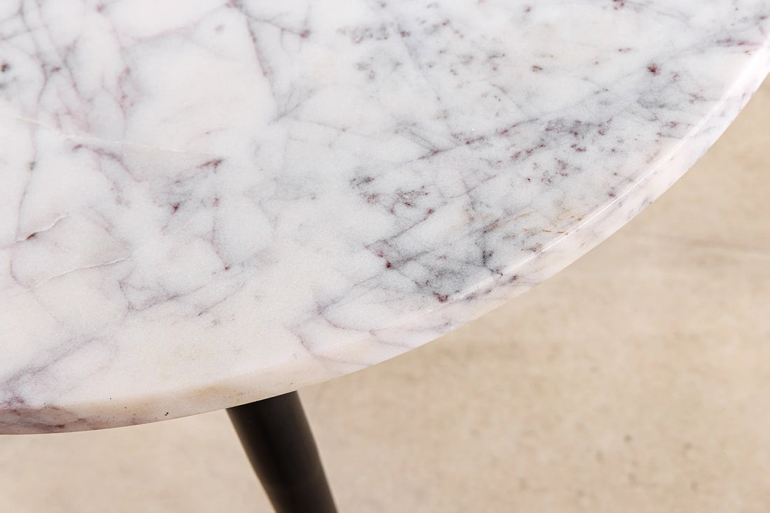 Set Of Two Coffee Tables Adlon 50cm/110cm Acacia Wood Natural Marble White