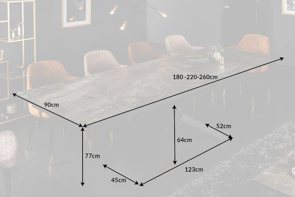 Extendable Dining Table Galactic 180-220-260cm Ceramic Marble Look
