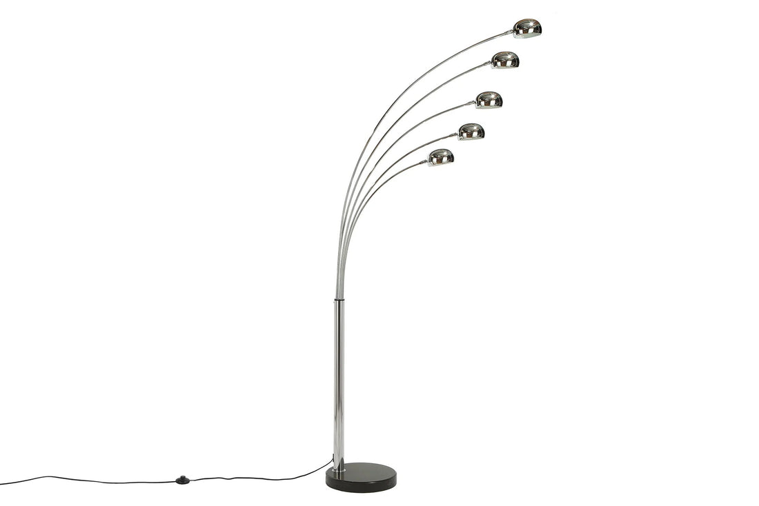 Five Lights Floor Lamp 205cm Metal Chrome