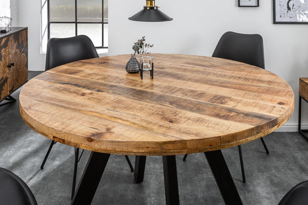 Round Dining Table Blacksmith 120cm Mango Wood Natural