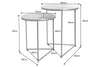 Set Of 2 Round Nesting Coffee Tables Croco 35cm/40cm Metal Silver