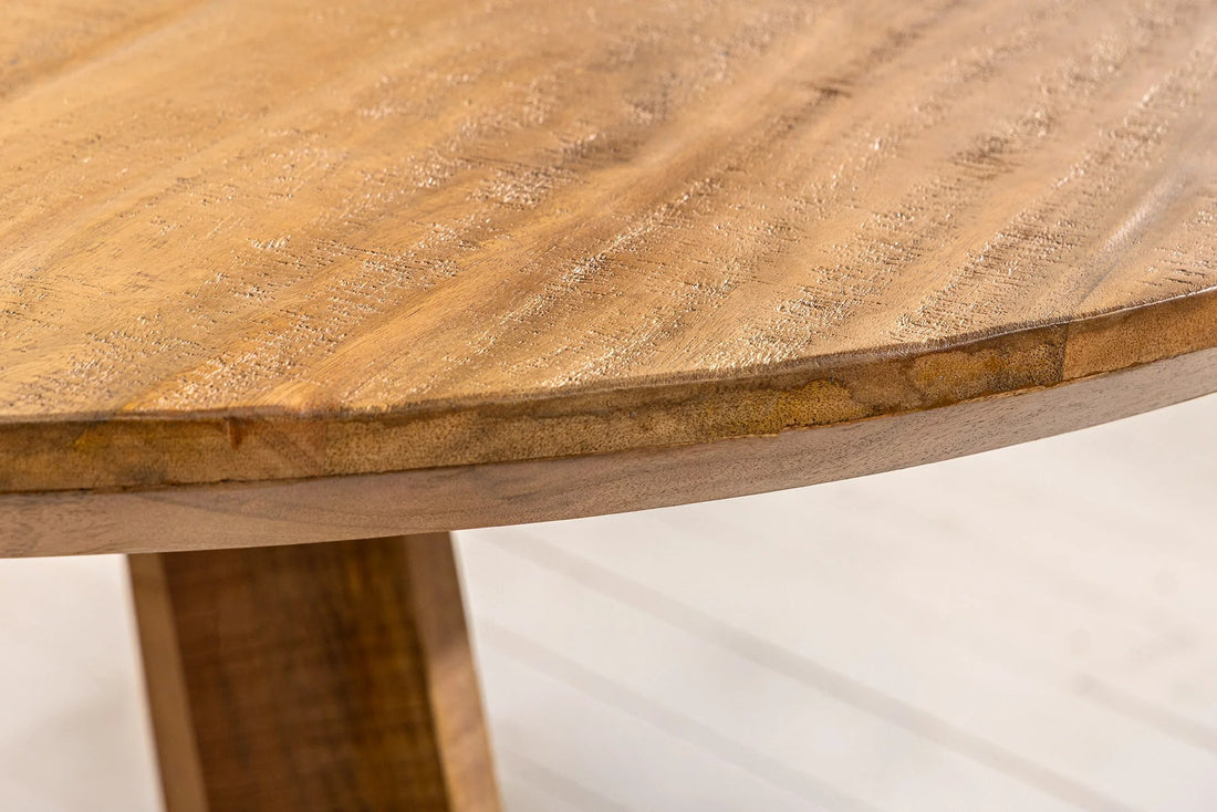 Round Dining Table Art Wood 140cm Mango Wood Brown