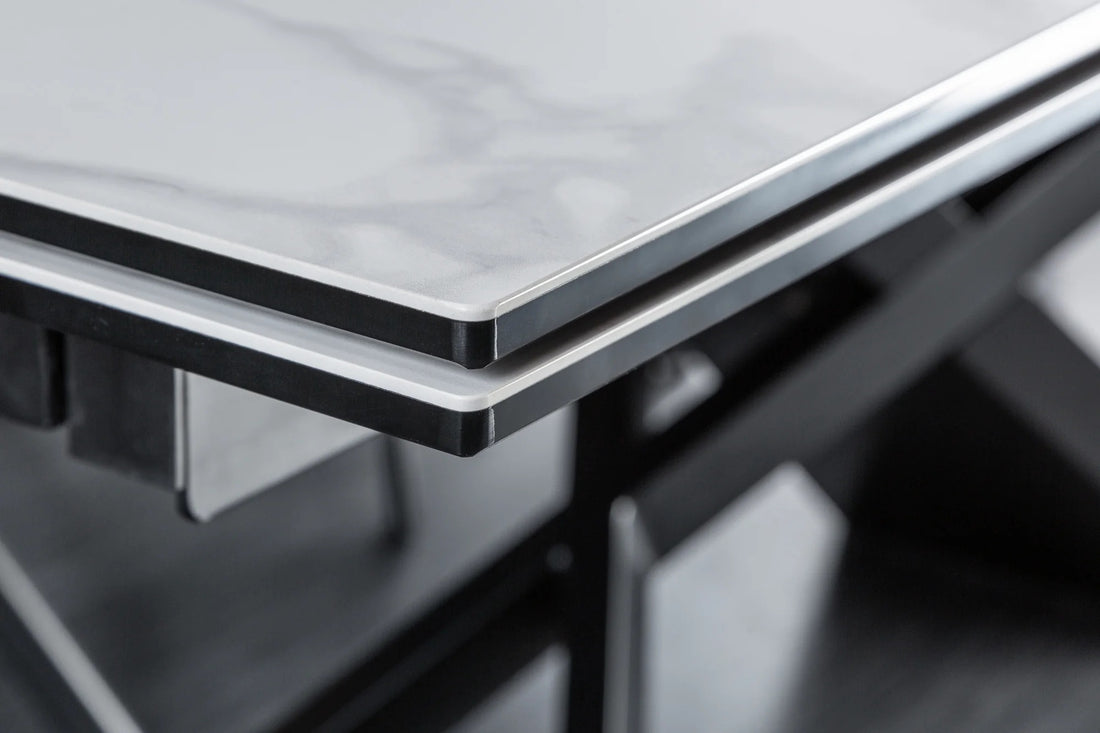Extendable Dining Table Galactic 180-220-260cm Ceramic White Marble Look