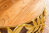 Set Of 2 Round Nesting Coffee Tables Abstract Leaf 54cm/68cm Metal Gold