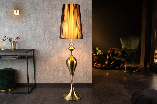 Floor Lamp Lucie 160cm Metal Gold Shade Black