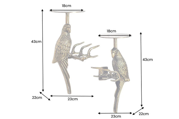 Set Of 2 Coatracks Wildlife Birds 43cm Metal Antique Gold