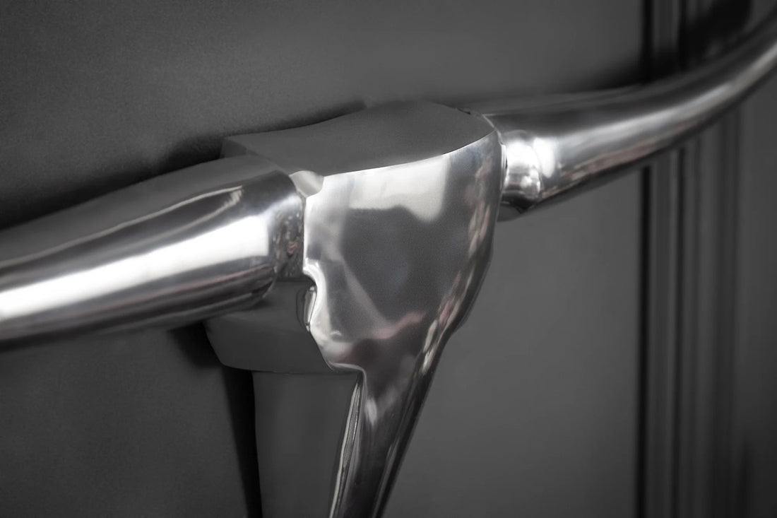 Decorative Bull Horns Texas 100cm Metal Chrome