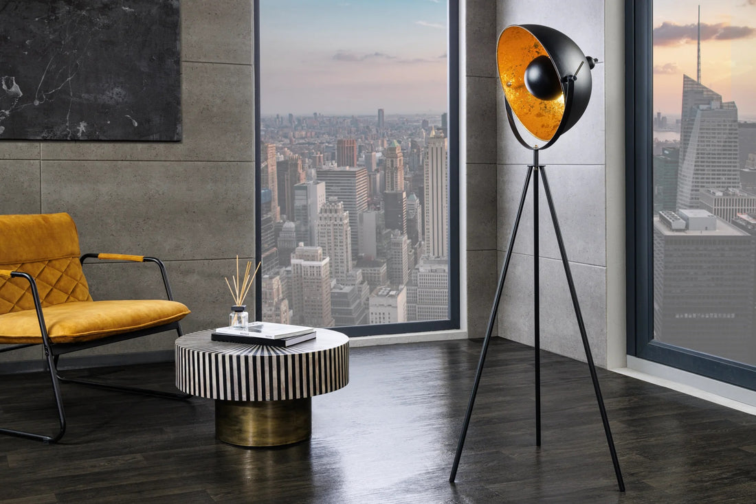 Floor Lamp Studio 146cm Metal Black Gold