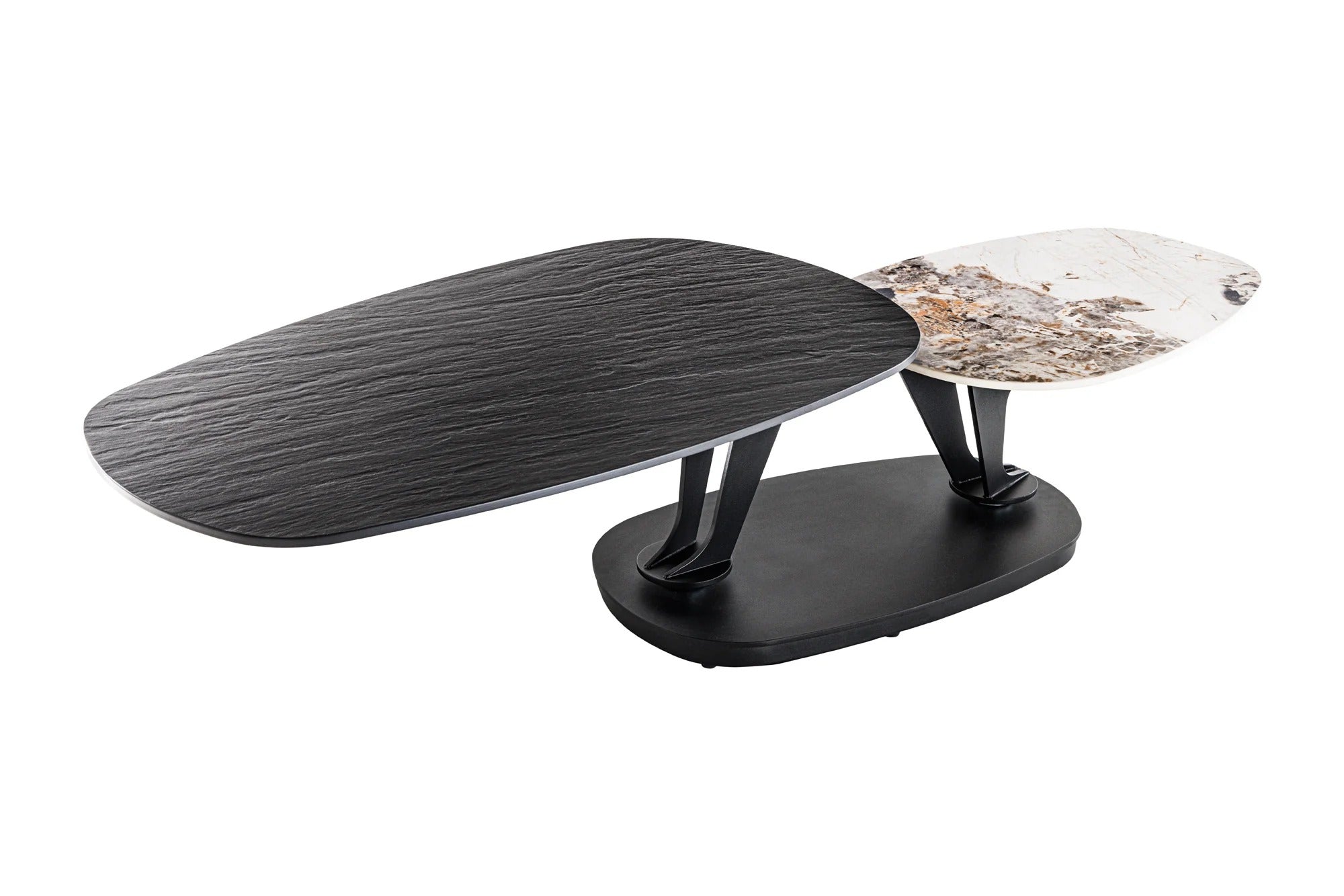 Rotating Coffee Table Axis 95-160cm Ceramic Natural Stone Look