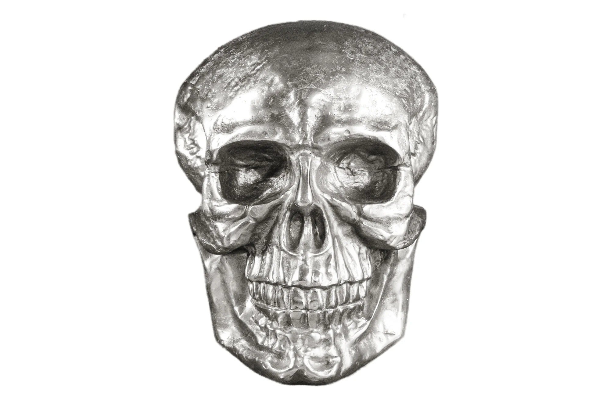 Wall Sculpture Skull 40cm Metal Silver