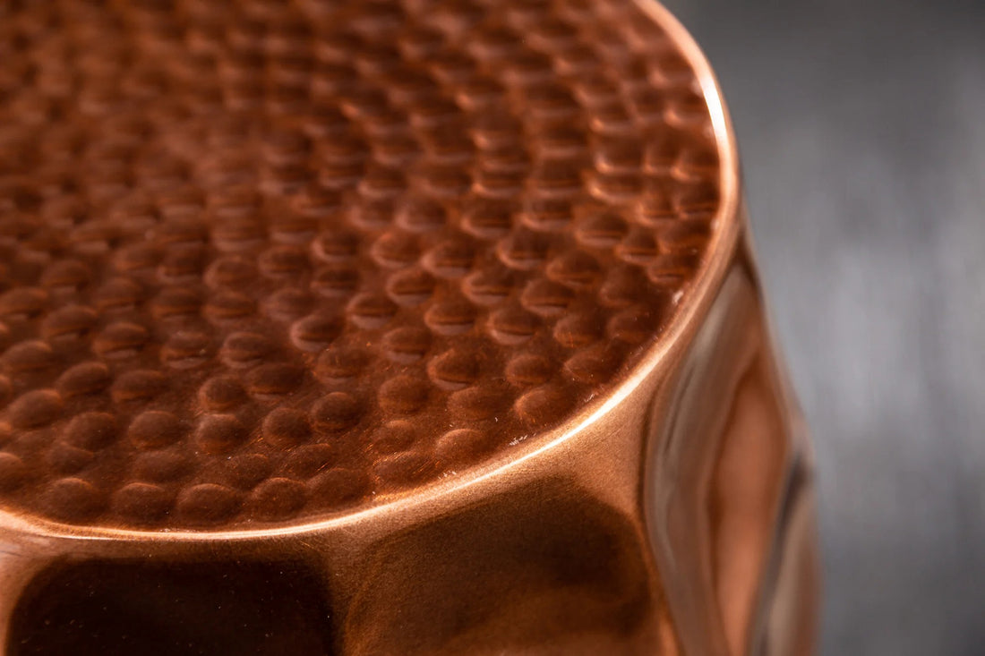 Round Side Table Organic Orient 46cm Metal Copper