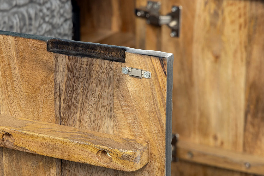 Sideboard Croco 177cm Mango Wood Grey & Black