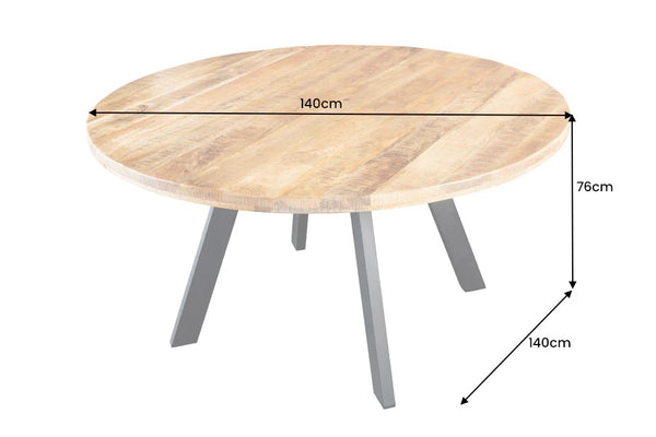 Round Dining Table Blacksmith 140cm Mango Wood Natural
