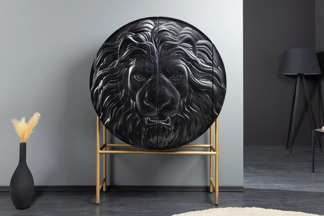 Cabinet Lion 140cm Mango Wood Black