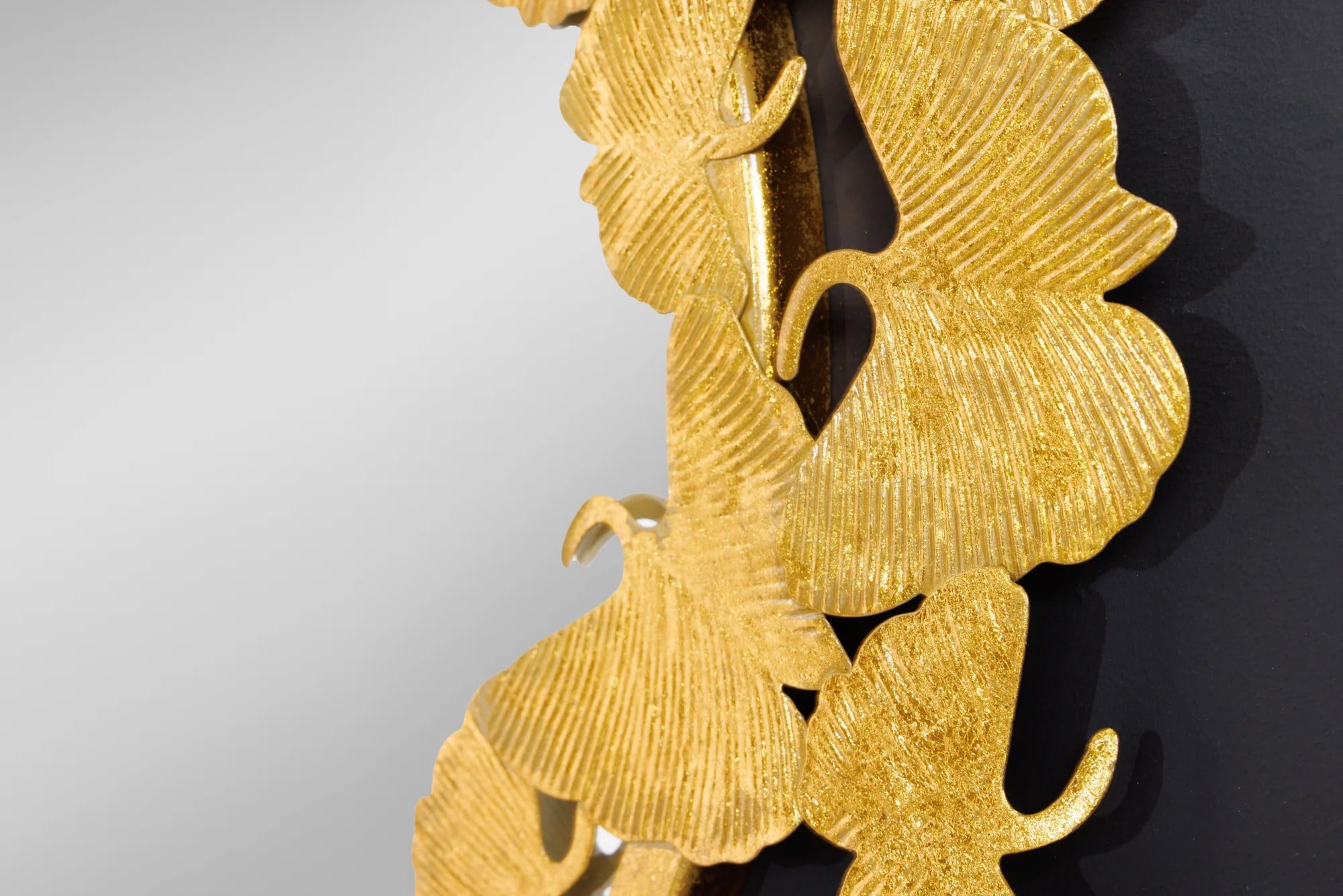 Mirror Ginkgo Leaves 68cm Metal Gold