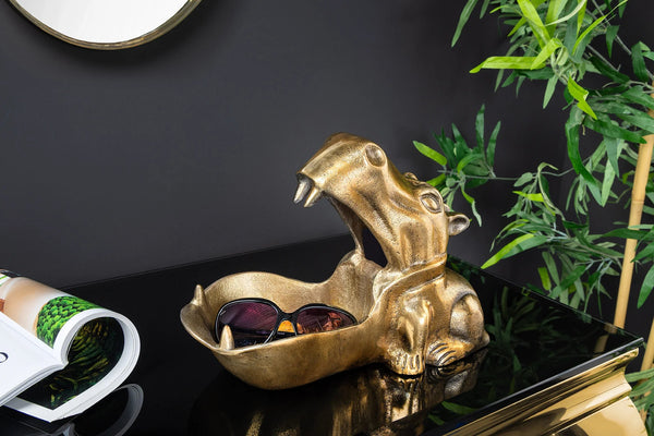 Decoration Bowl Hippo 31cm Metal Brass