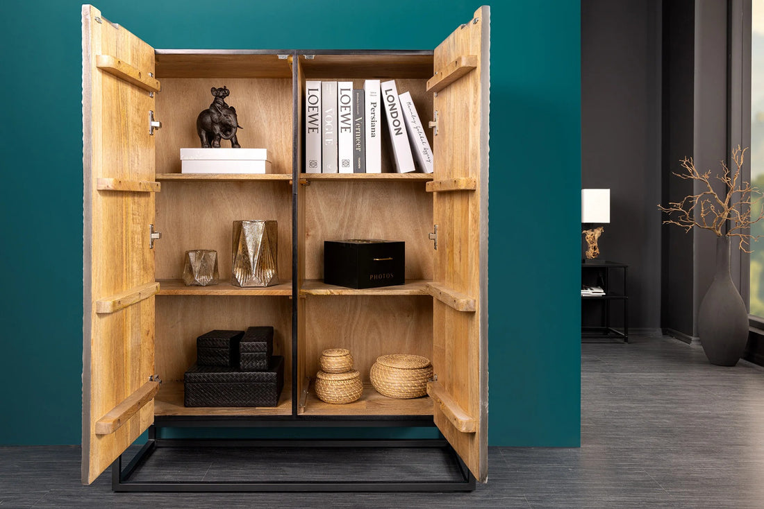 Cabinet Croco 120cm Mango Wood Grey & Black