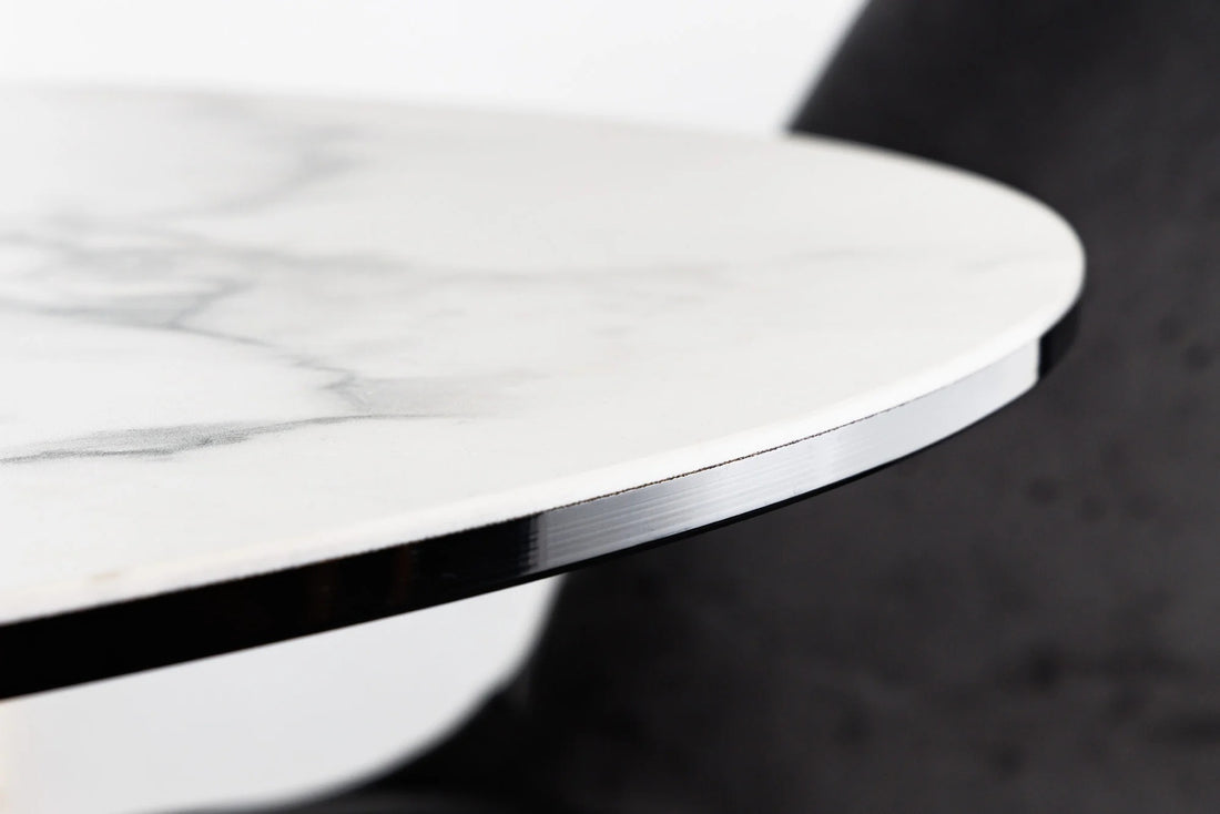 Round Dining Table Horizon 120cm Ceramic White Marble
