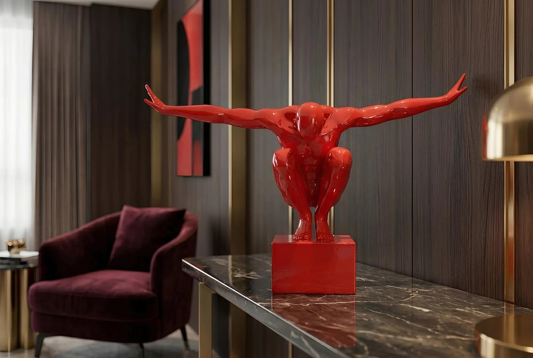 Decoration Figurine High Diver 50cm Polyresin Red