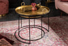 Set Of 2 Round Side Tables Elements Orient 39cm/45cm Metal Gold