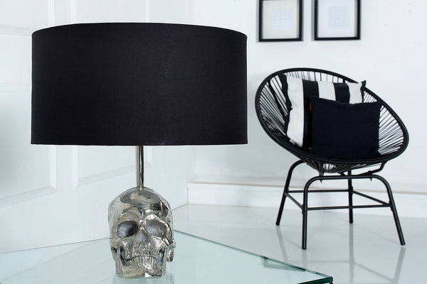 Table Lamp Skull 44cm Metal Black