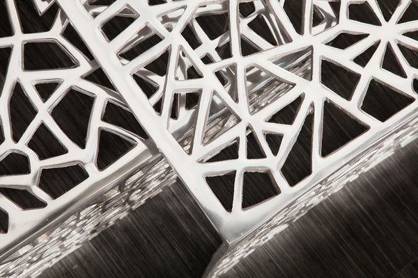Set Of 2 Nesting Coffee Tables Abstract 39cm/49cm Metal Silver