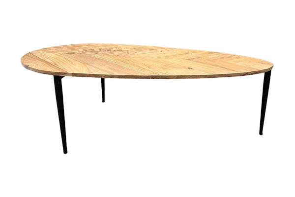 Set Of Two Coffee Tables Adlon 50cm/110cm Acacia Wood Natural Marble White