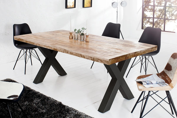 Dining Table Blacksmith 200cm Mango Wood Natural X-Frame