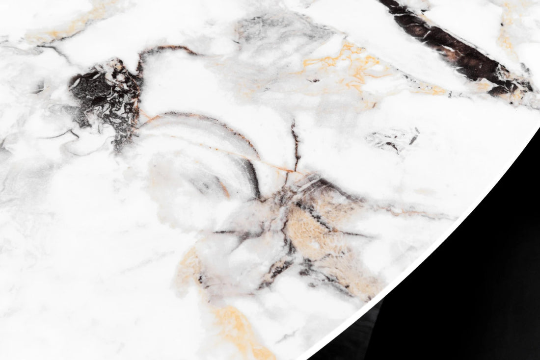 Round Dining Table Orbit 150cm Ceramic Marble Look White Multicolored