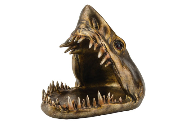 Decoration Sculpture Shark 25cm Polyresin Bronze
