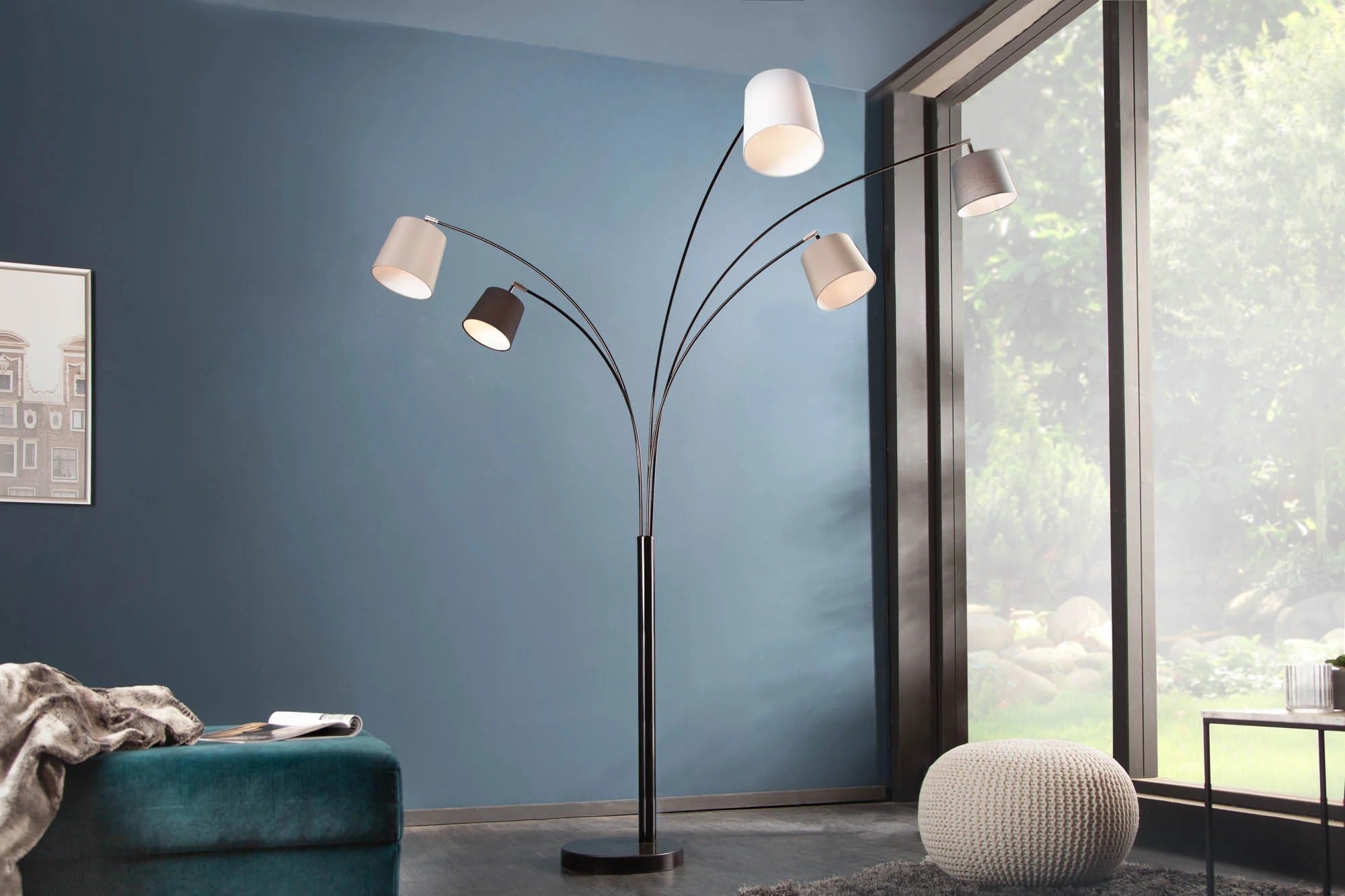 Floor Lamp Levels 205cm Metal Black Grey