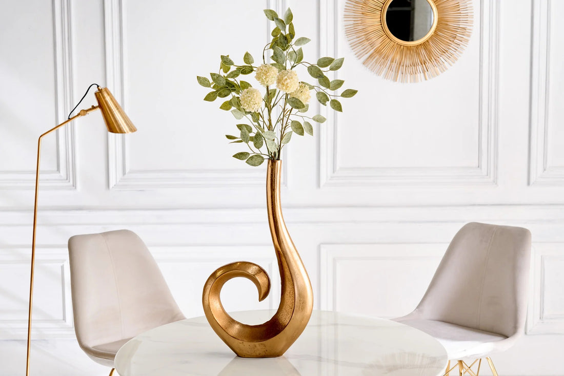 Vase Wave 47cm Metal Gold