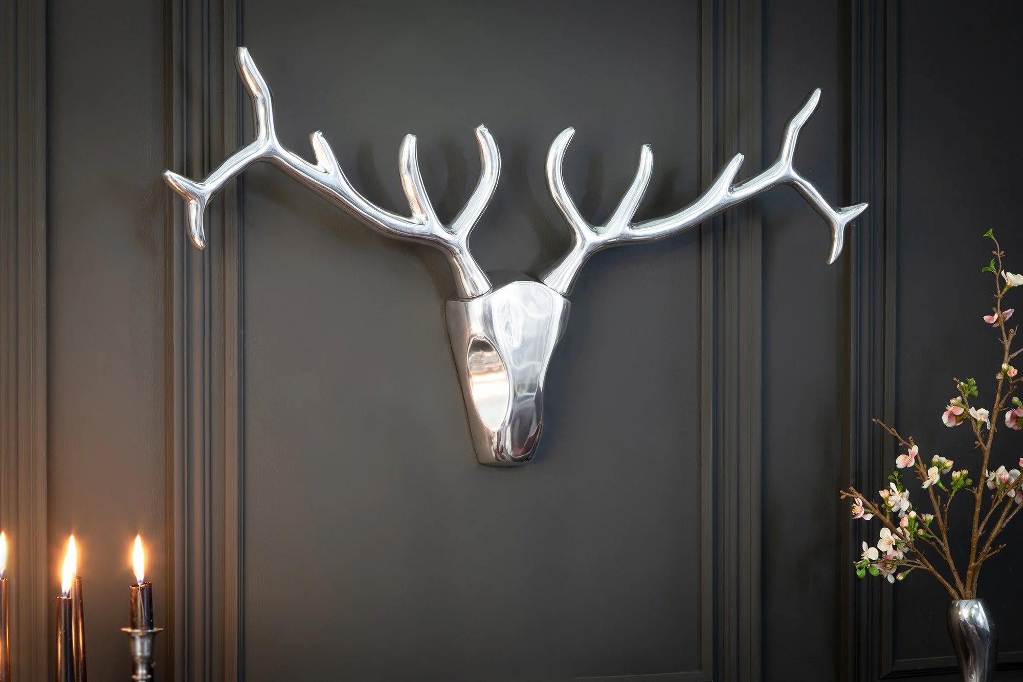 Deer Antler Veado 98cm Metal Silver