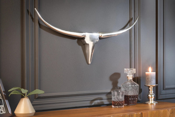 Decorative Bull Horns Texas 75cm Metal Chrome
