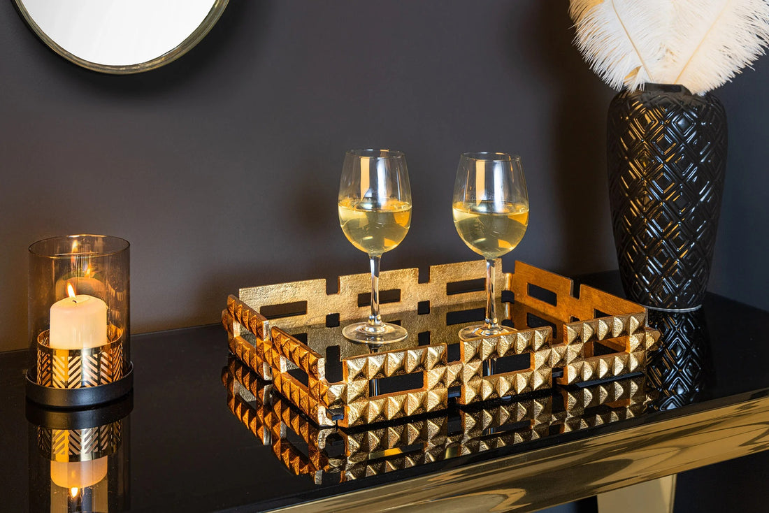 Tray Variation 41cm Metal Black Gold