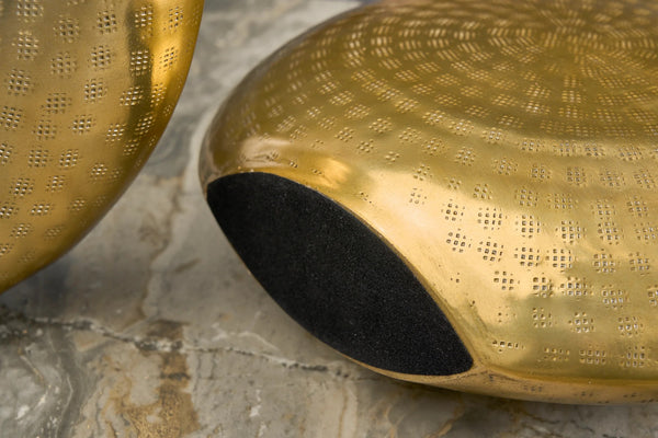 Set Of 2 Vases Oriental 30cm/40cm Metal Gold