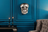Wall Sculpture Skull 40cm Metal Silver